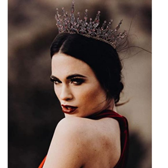 Purple Bronze Baroque Rhinestone Wedding Halloween Prom Crown - Picture 5 of 7